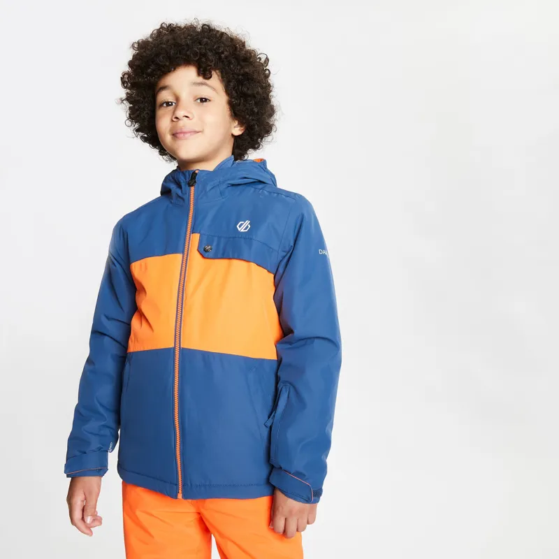 Dare2b Enigmatic Junior Ski Jacket in Dark Denim Blaze Orange-2